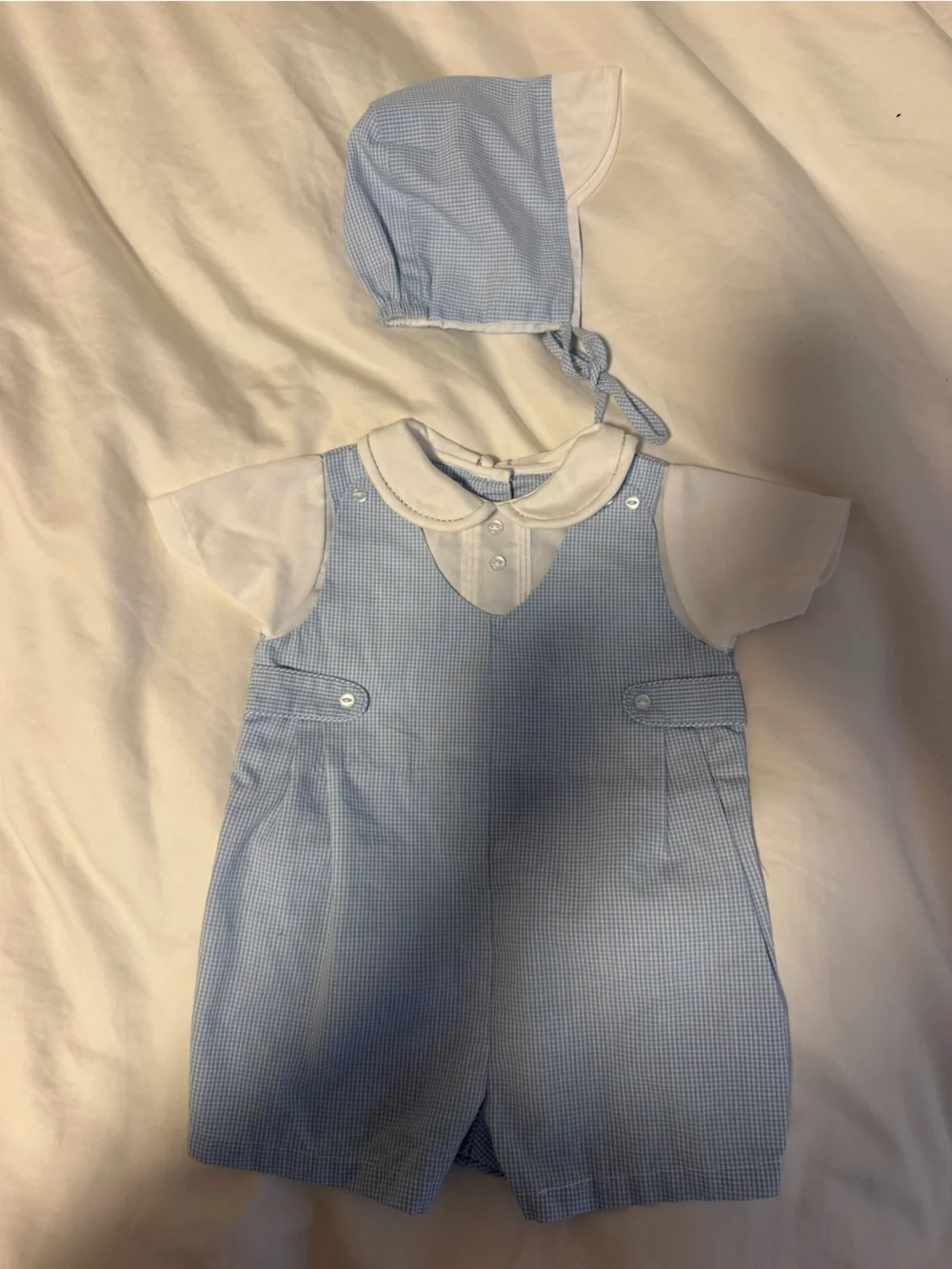 Petit Ami Gingham Romper with Hat